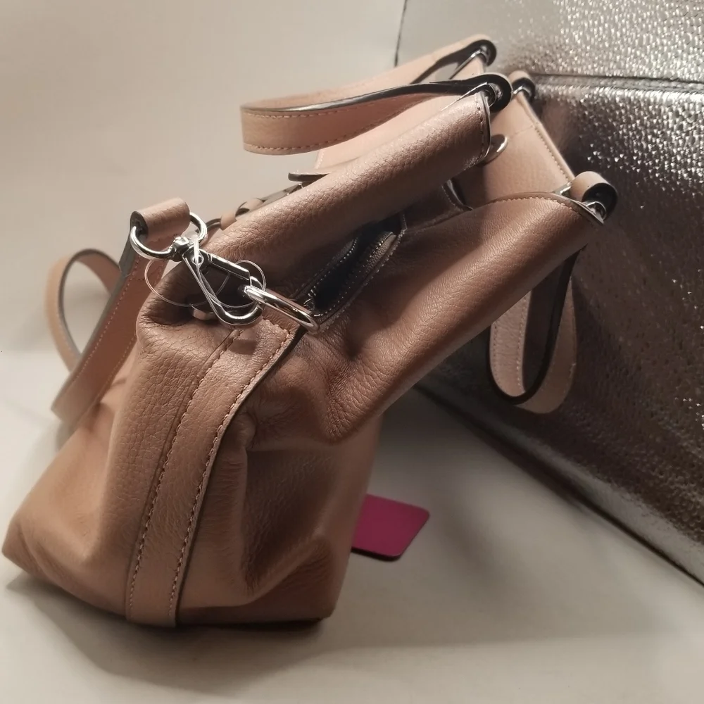 Vince Camuto Rosie Satchel Vintage Quartz Leather Blush Pink Shoulder Bag Purse - Picture 5 of 14